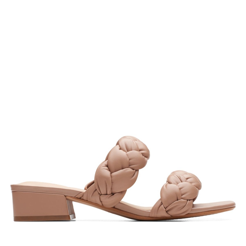 Apricot Women's Clarks Seren25 Braid Praline Leather Sandals | 6893275-QZ