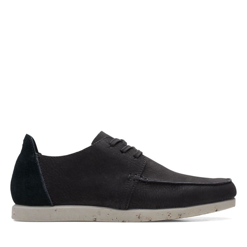 Black Men's Clarks ShacreLite Low Nubuck Slip Ons | 0283574-WO