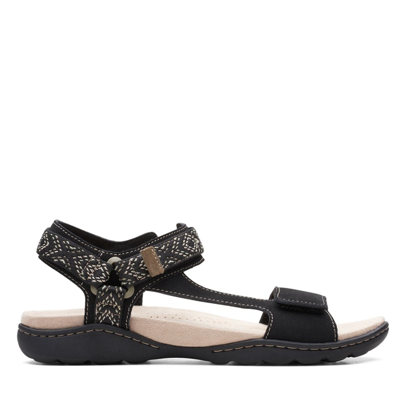 Black Women's Clarks Amanda Step Sde Sandals | 3819724-CY