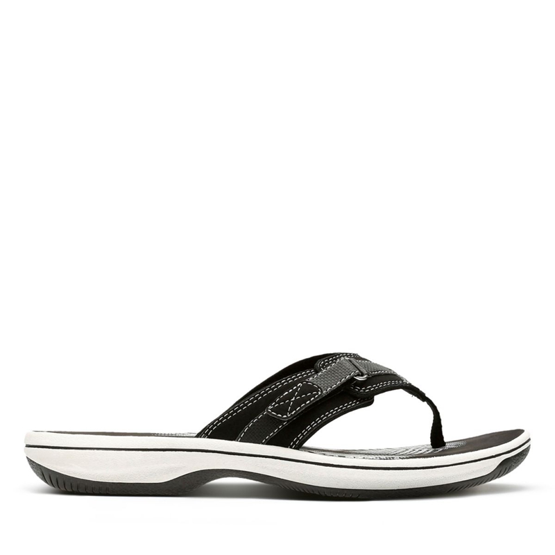 Black Women's Clarks BREEZE SEA Synthetic Flip Flops | 9023567-DC