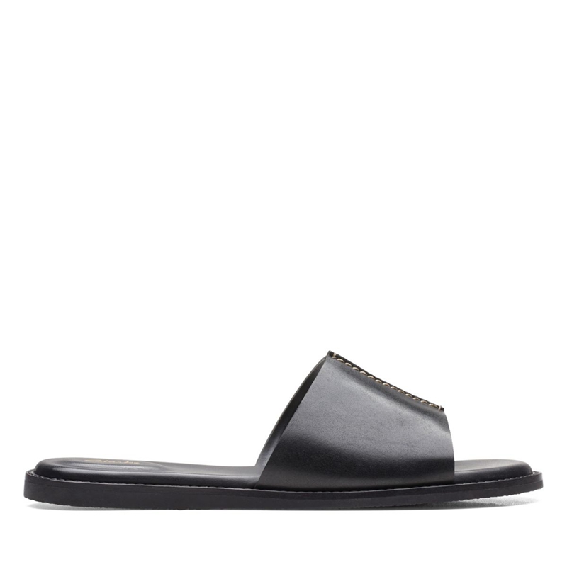 Black Women's Clarks Karsea Mule Leather Sandals | 2471583-TQ