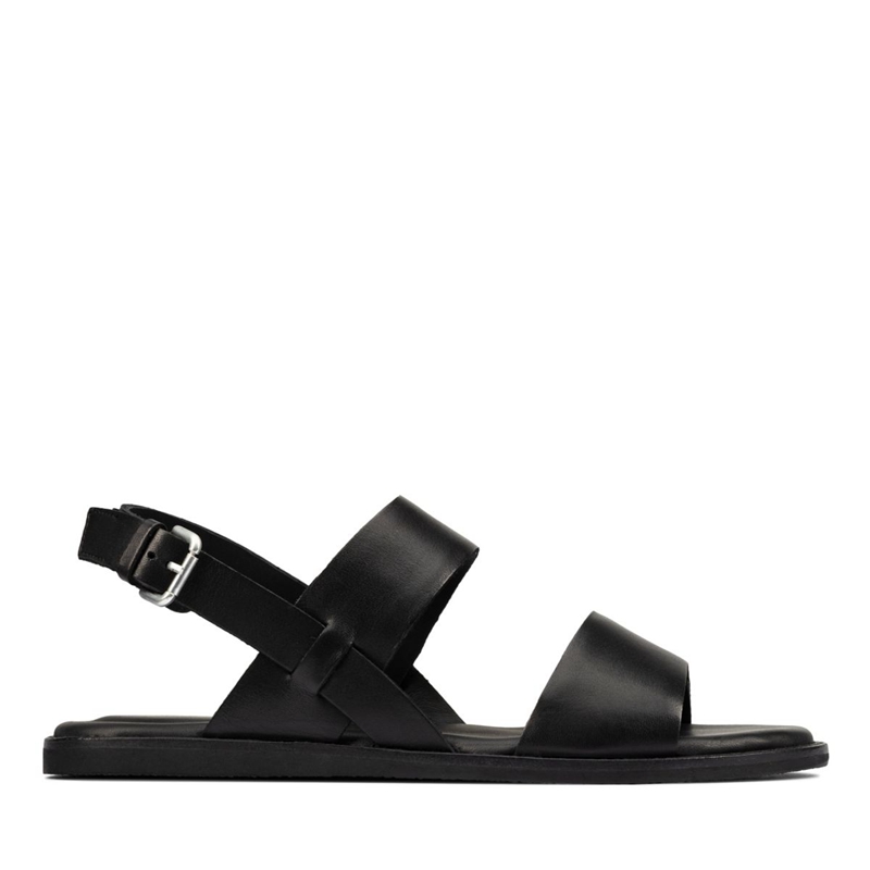 Black Women's Clarks Karsea Strap Leather Sandals | 5248603-PN