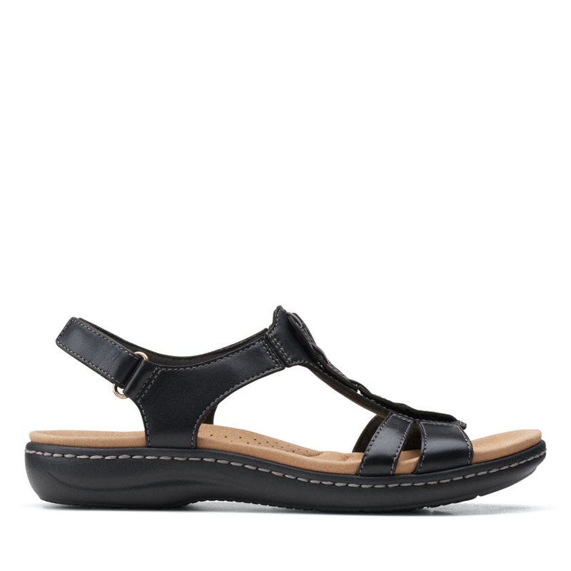 Black Women's Clarks Laurieann Kay Leather Sandals | 3046958-WH