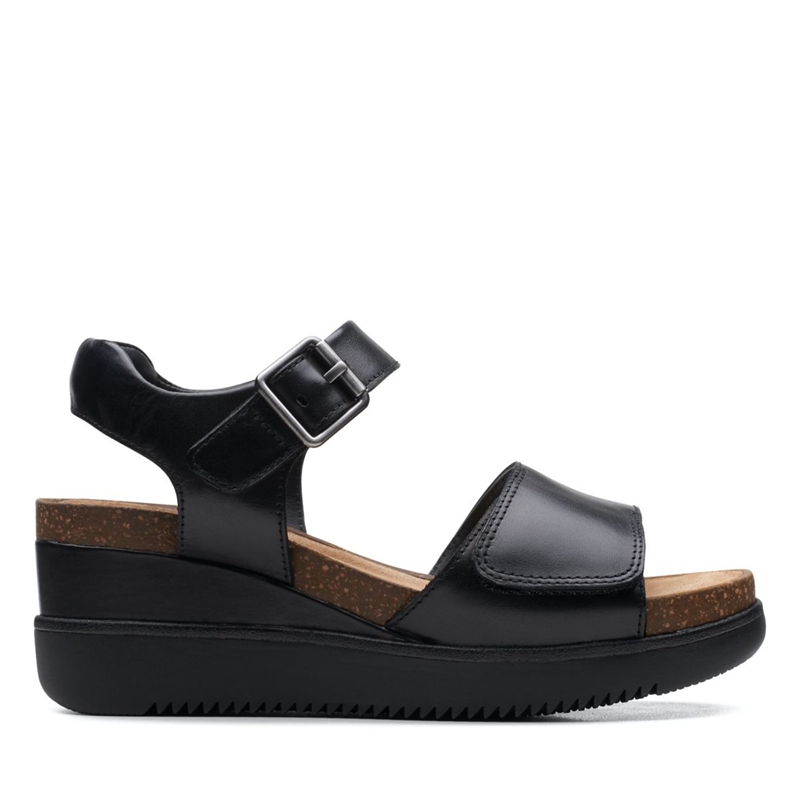 Black Women's Clarks Lizby Strap Leather Sandals | 2701369-IJ