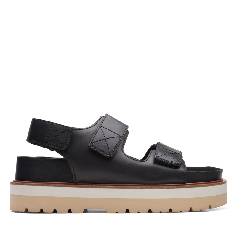 Black Women's Clarks Orianna Sea Leather Sandals | 9265830-DB