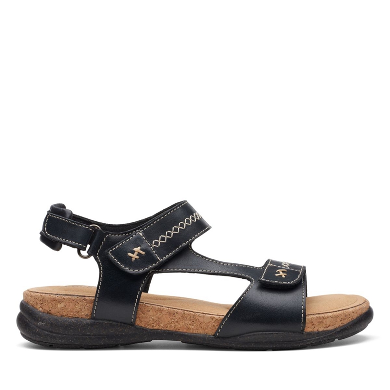 Black Women's Clarks Roseville Mae Leather Sandals | 9310652-OV