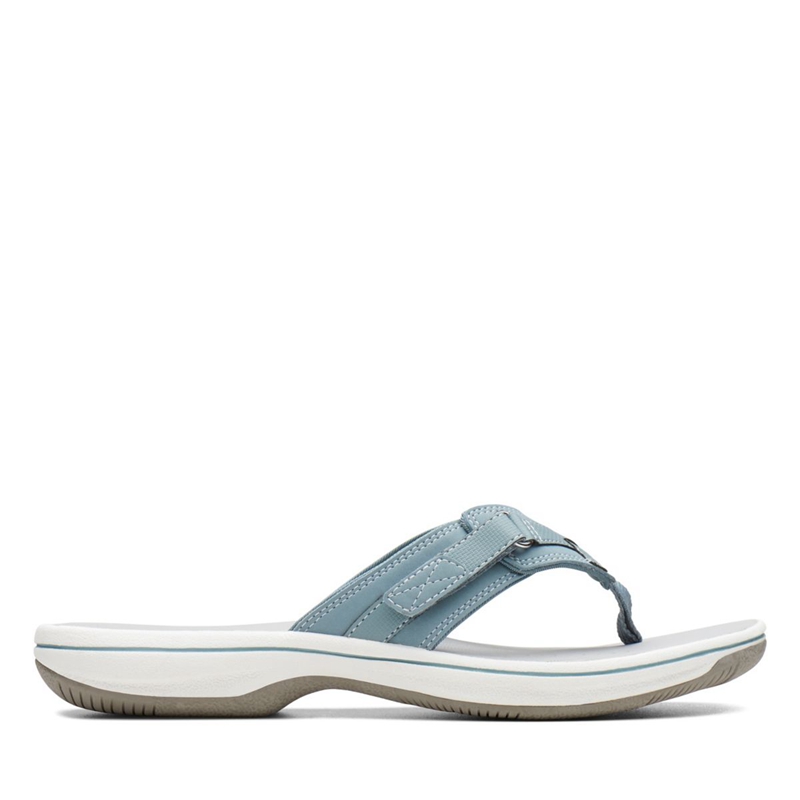 Blue Women's Clarks BREEZE SEA Flip Flops | 3419725-IC