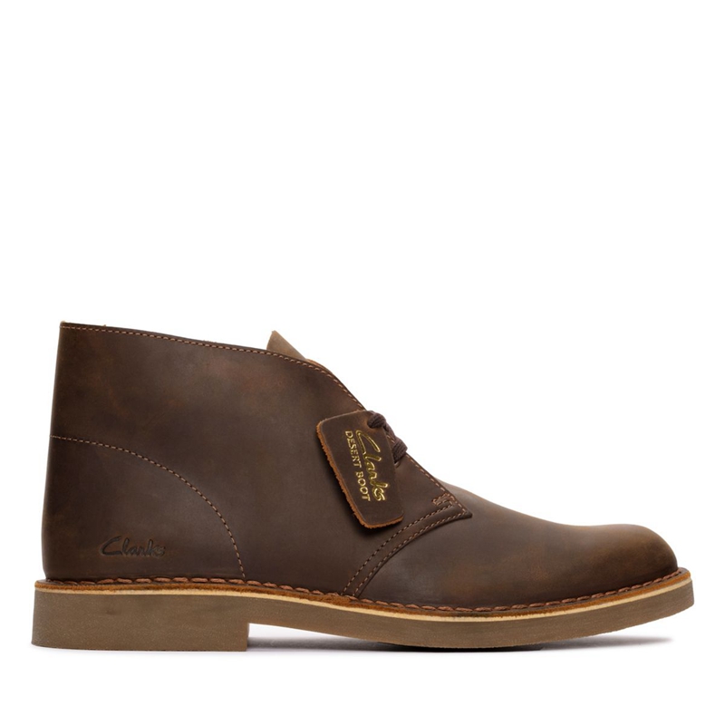 Brown Men's Clarks Evo Beeswax Leather Desert Boots | 8596730-CS