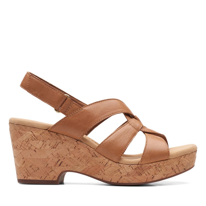 Brown Women's Clarks Giselle Beach Leather Sandals | 3520196-MI