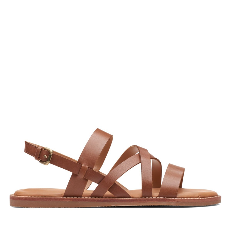 Brown Women's Clarks Karsea Sun Leather Sandals | 1207463-WO