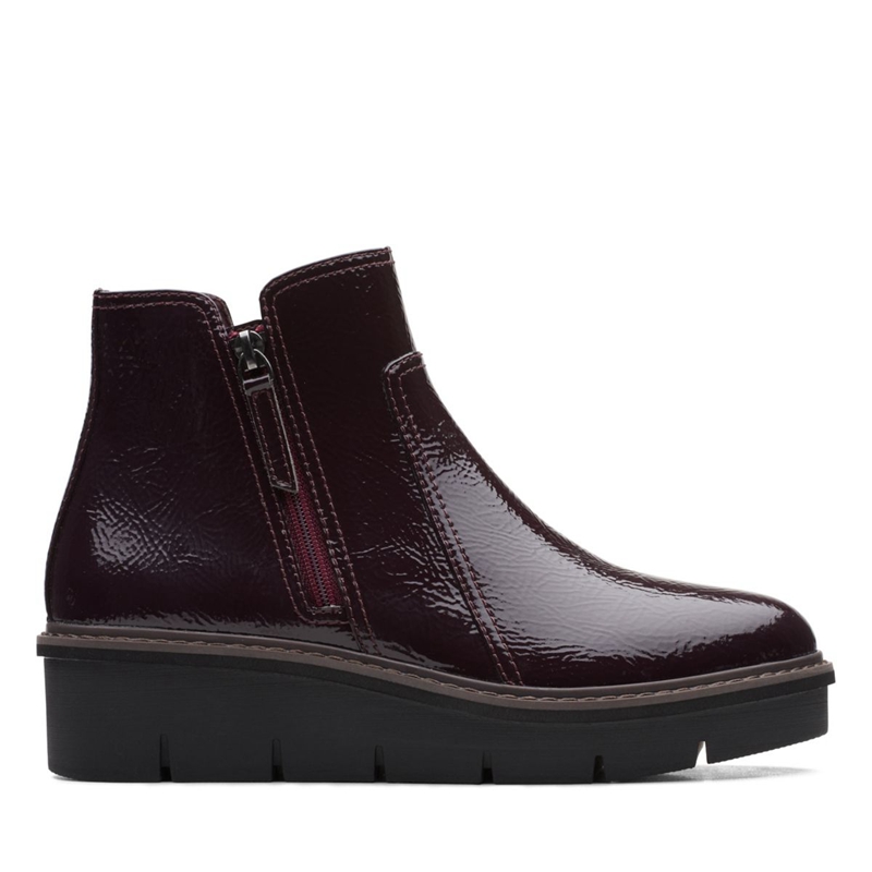 Burgundy Women's Clarks Airabell Zip Ankle Boots | 2781930-QO