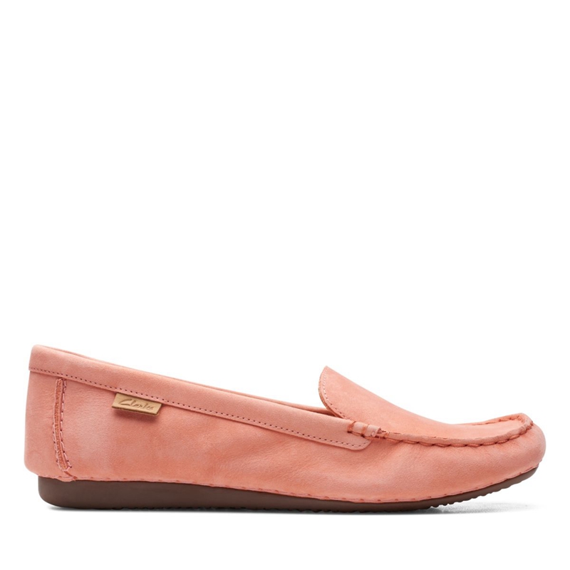 Coral Women's Clarks Freckle Walk Peach Nubuck Flat Shoes | 1204865-TQ