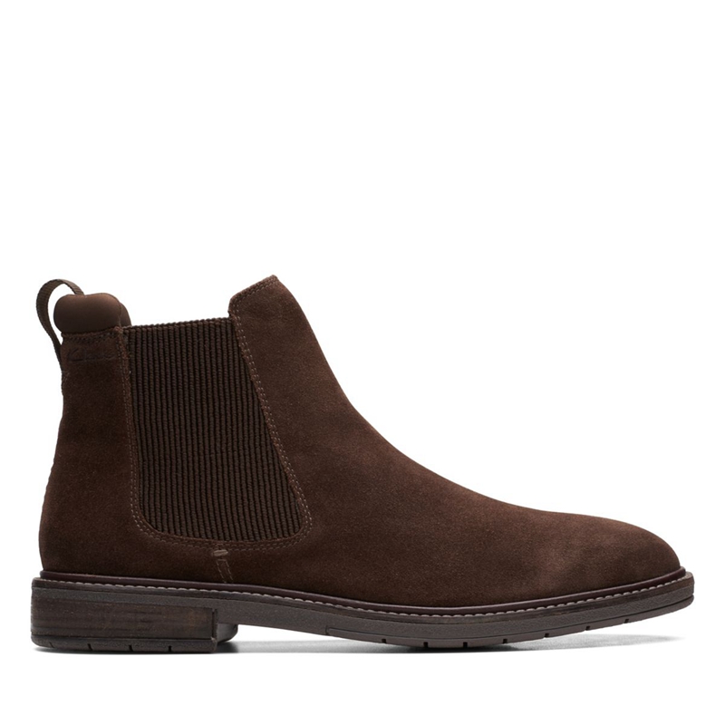 Dark Brown Men's Clarks Clarkdale Hall Suede Chelsea Boots | 0586479-UO