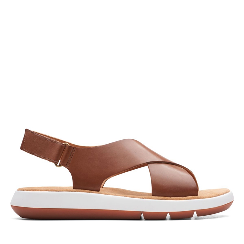 Dark Brown Women's Clarks Jemsa Cross Lea Sandals | 9374085-YX