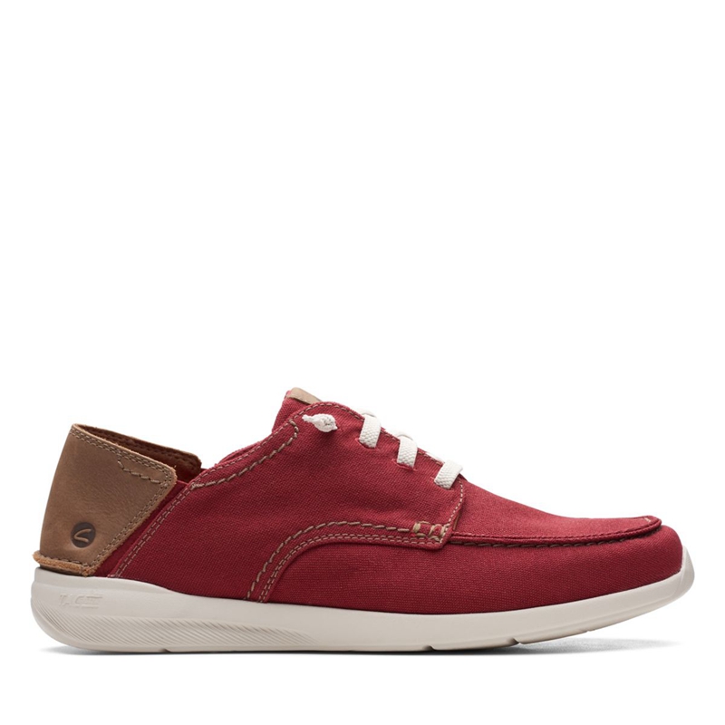 Dark Red Men's Clarks Gorwin Lace Brick Slip Ons | 2579183-MK