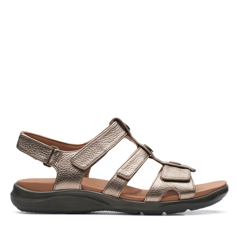 Gold Metal Women's Clarks Kylyn Step Sandals | 6254031-NV