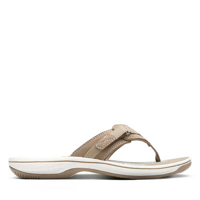 Grey Women's Clarks BREEZE SEA Flip Flops | 3897502-KZ