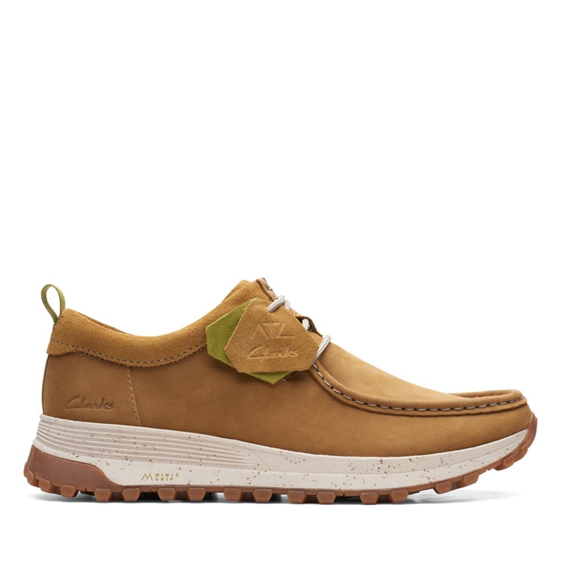 Khaki Men's Clarks ATL Trek Wally Oakmoss Nubuck Sneakers | 3194728-DU