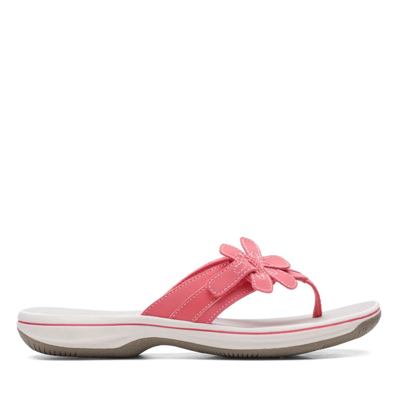 Light Coral Women's Clarks Brinkley Flora Bright Coral Flip Flops | 1725890-UA