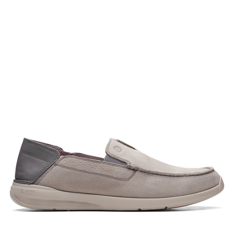 Light Grey Men's Clarks Gorwin Step Nub Slip Ons | 2517860-KA