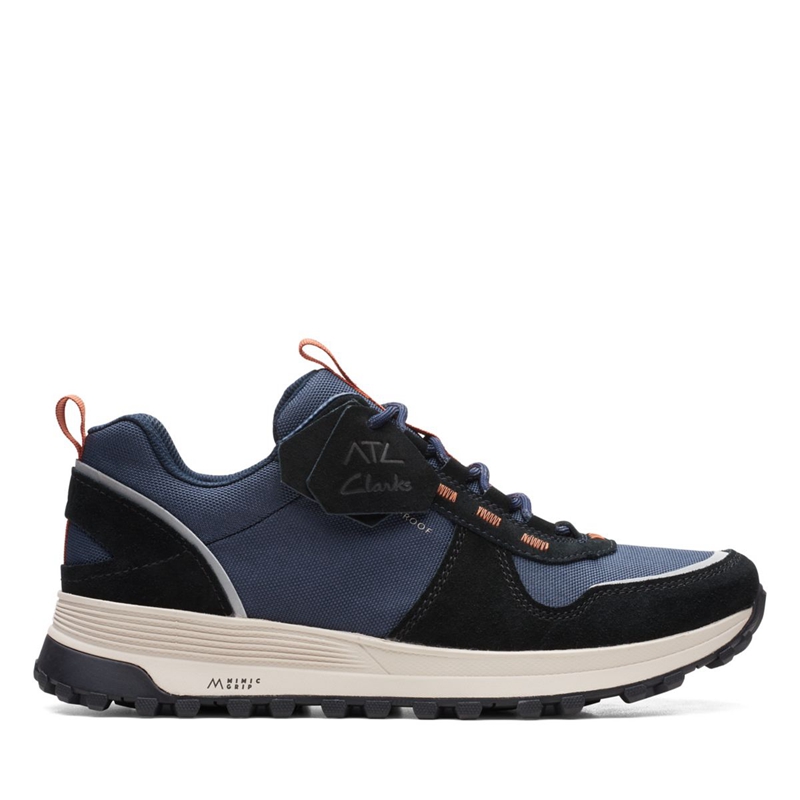 Navy Men's Clarks ATL Trek Walk Combi Sneakers | 8192075-KF