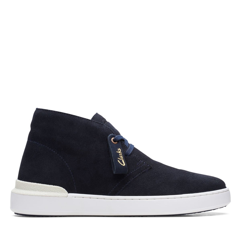 Navy Men's Clarks Court Lite Suede Desert Boots | 0738642-MG