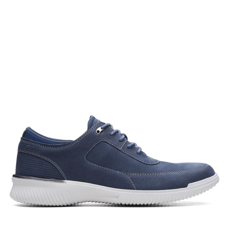 Navy Men's Clarks Donaway Lace Nubuck Sneakers | 9054278-PN