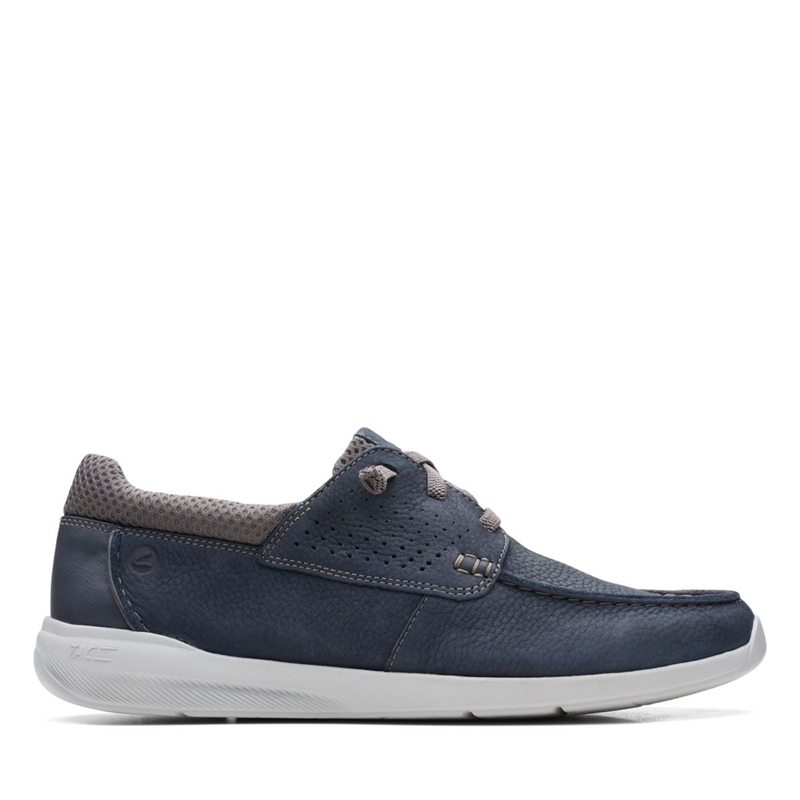 Navy Men's Clarks Gorwin Moc Nubuck Slip Ons | 7102965-VA