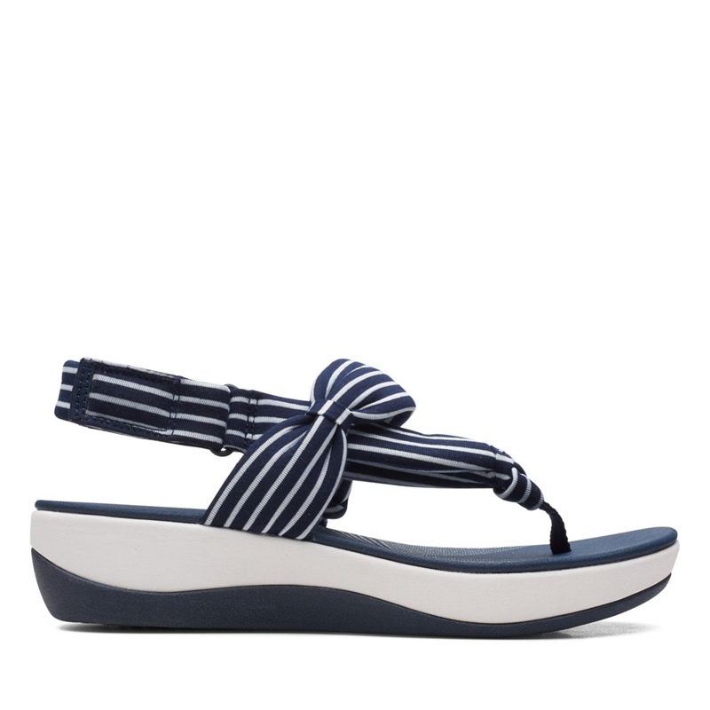 Navy Women's Clarks Arla Nicole Print Sandals | 1524397-ZN