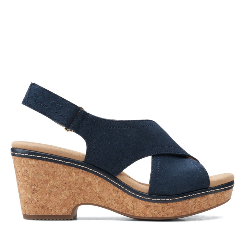 Navy Women's Clarks Giselle Cove Sandals | 3586429-FD