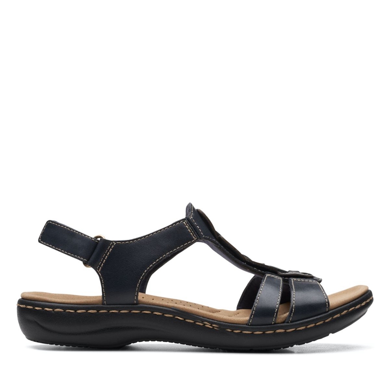 Navy Women's Clarks Laurieann Kay Leather Sandals | 9268140-CT