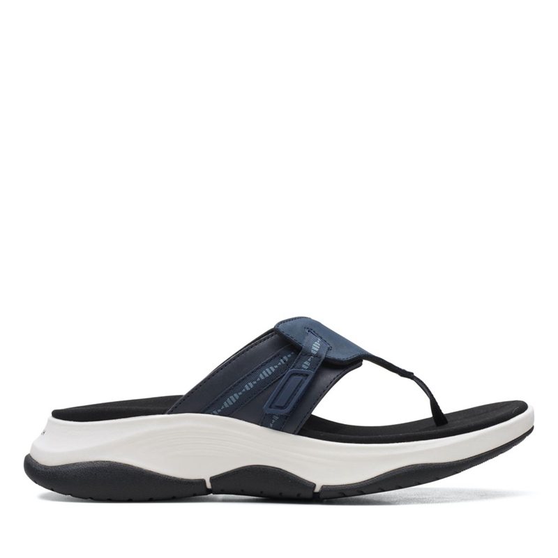 Navy Women's Clarks Wave2.0 Sea. Combi Sandals | 7365928-ZE