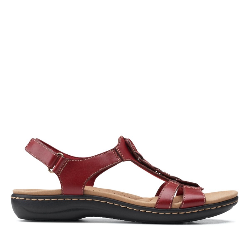 Red Women's Clarks Laurieann Kay Leather Sandals | 5134796-GC