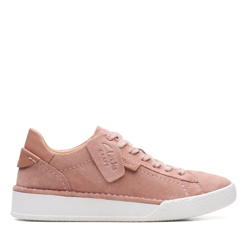 Rose Women's Clarks Craft Cup Lace Suede Sneakers | 9423780-JG