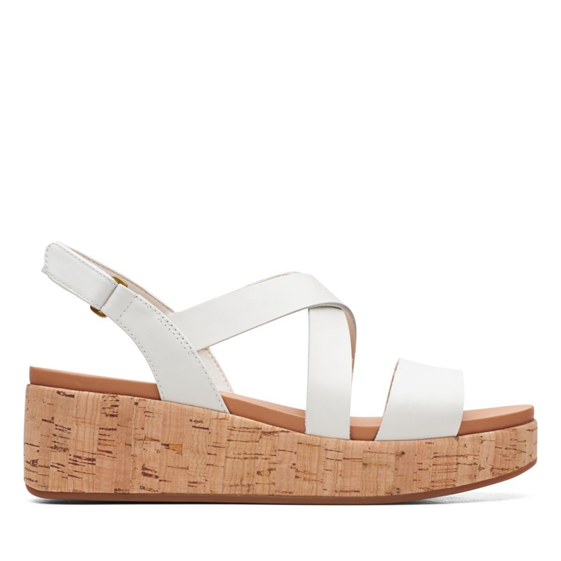 White Women's Clarks Kimmei Cork Sandals | 3854617-NK