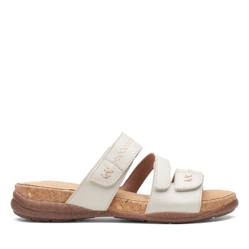 White Women's Clarks Roseville Bay Leather Sandals | 2609437-OX