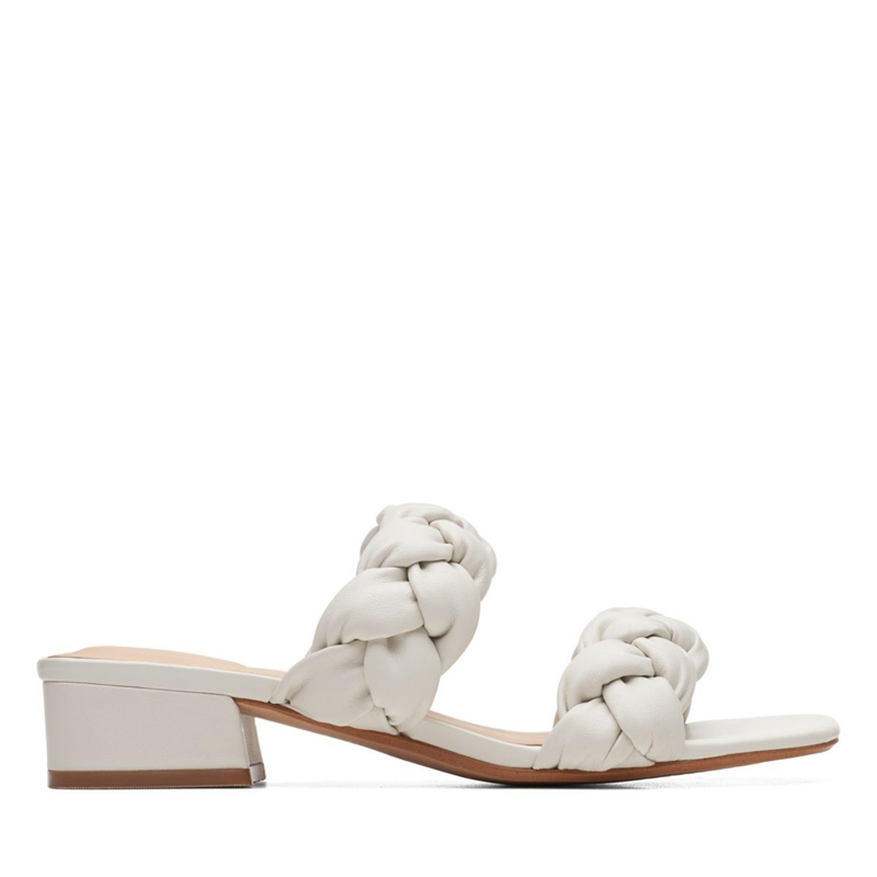 White Women's Clarks Seren25 Braid Leather Sandals | 3981257-SH