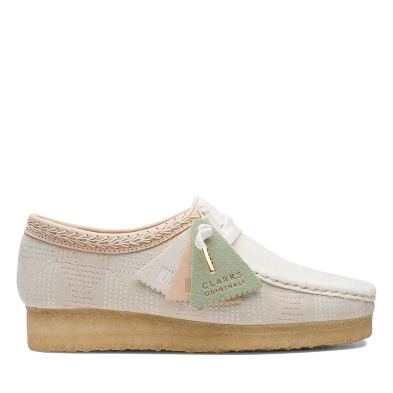 White Women's Clarks Wallabee Off Hairy Slip Ons | 0879634-AL