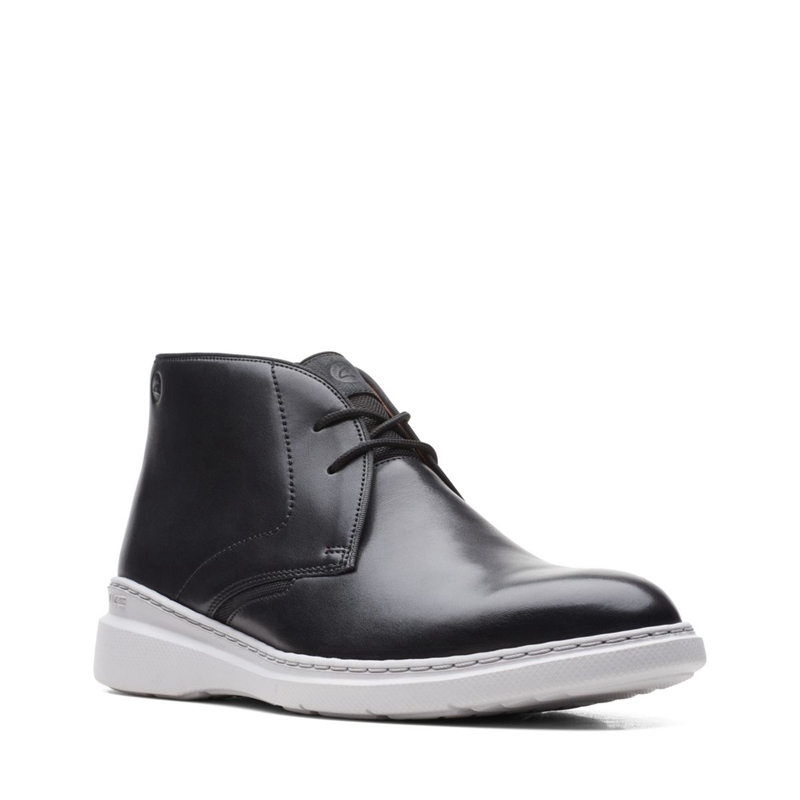 Black Men's Clarks Dennet Mid Leather Chukka Boots | 0842397-BJ