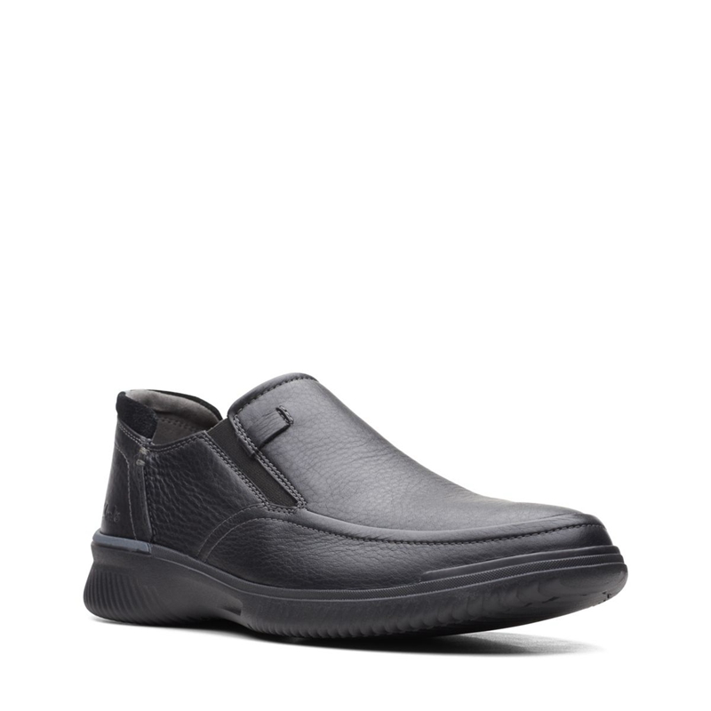 Black Men's Clarks Donaway Step Leather Slip Ons | 2504163-RC