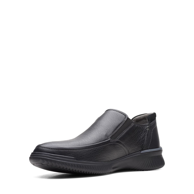 Black Men's Clarks Donaway Step Leather Slip Ons | 3926180-TU