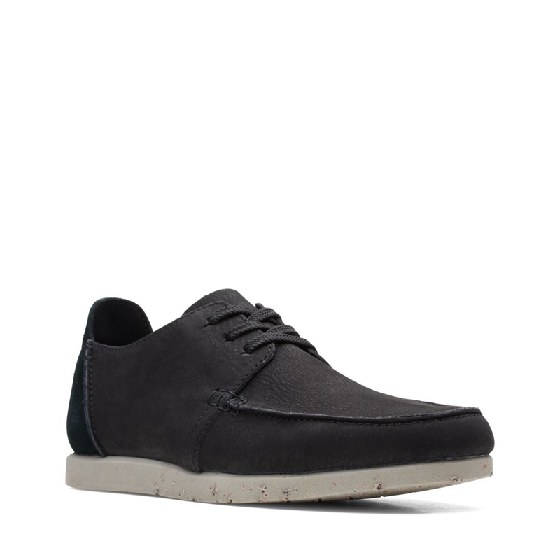 Black Men's Clarks ShacreLite Low Nubuck Slip Ons | 0283574-WO