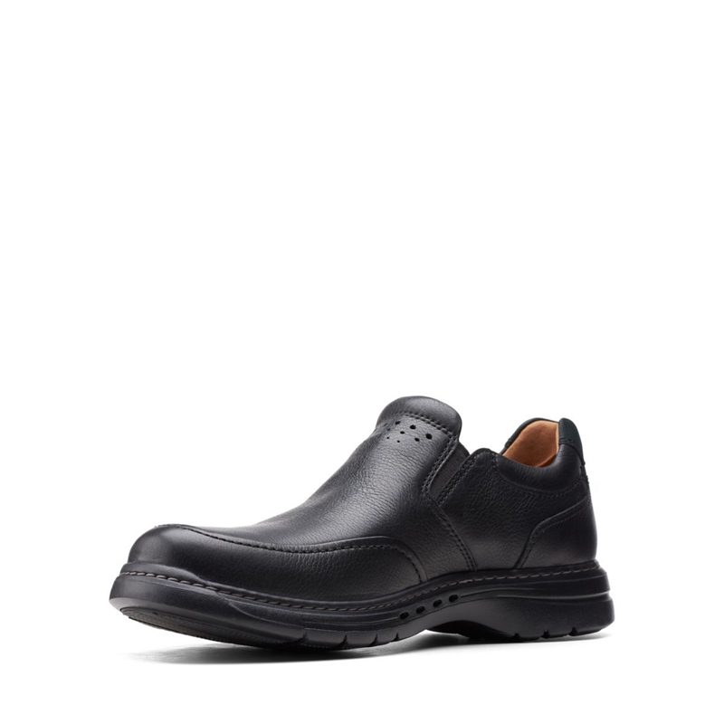 Black Men's Clarks Un Brawley Step Leather Loafers | 4180972-VQ