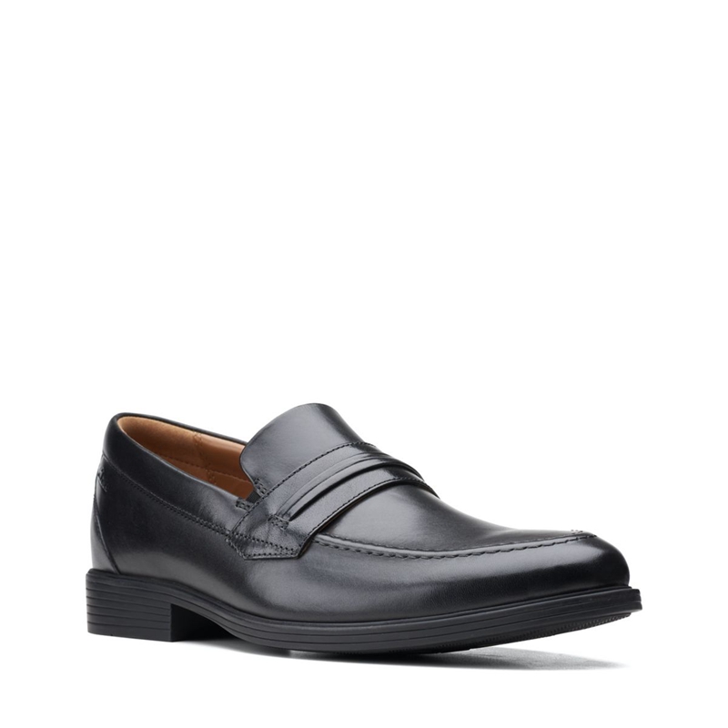 Black Men's Clarks Whiddon Loafer Leather Dress Shoes | 2846103-ZM