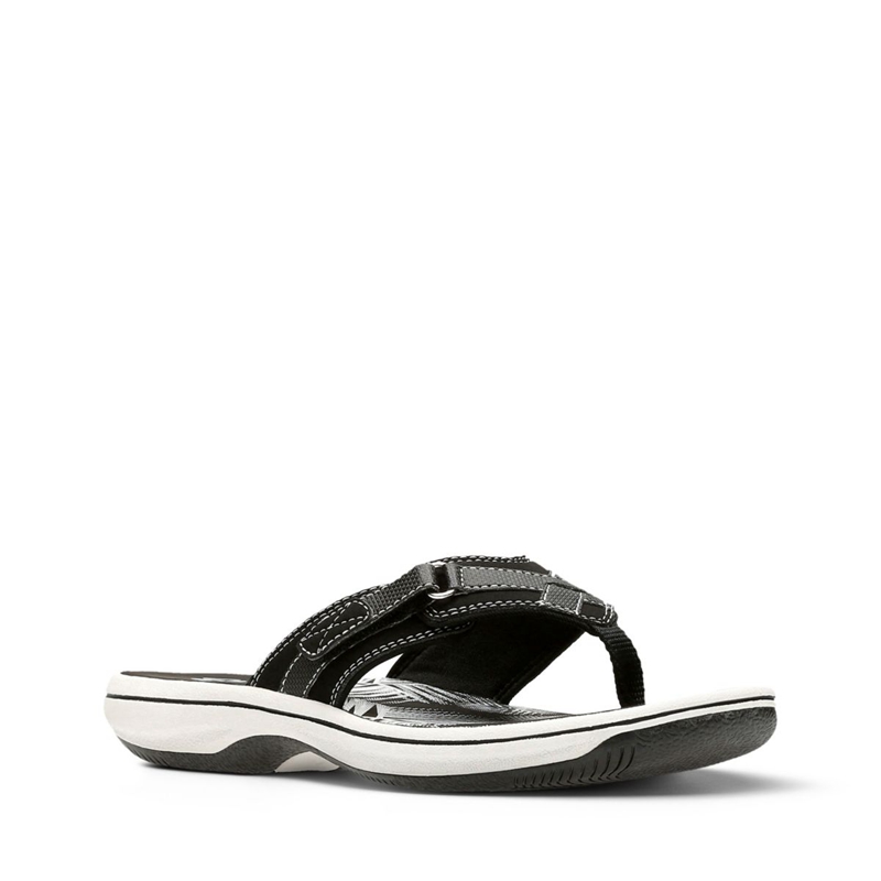 Black Women's Clarks BREEZE SEA Synthetic Flip Flops | 9023567-DC