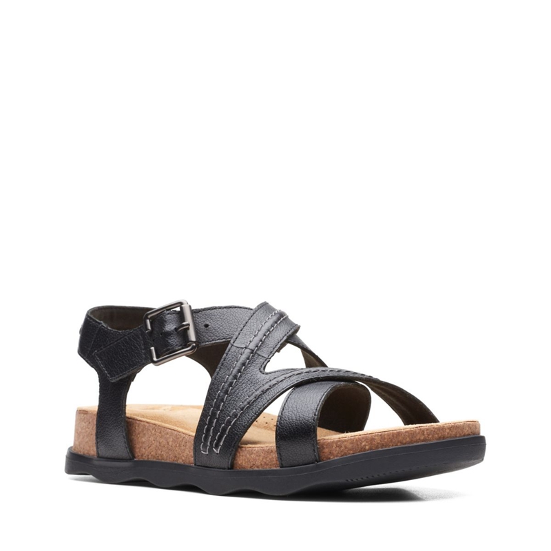 Black Women's Clarks Brynn Ave Leather Sandals | 7540318-CW