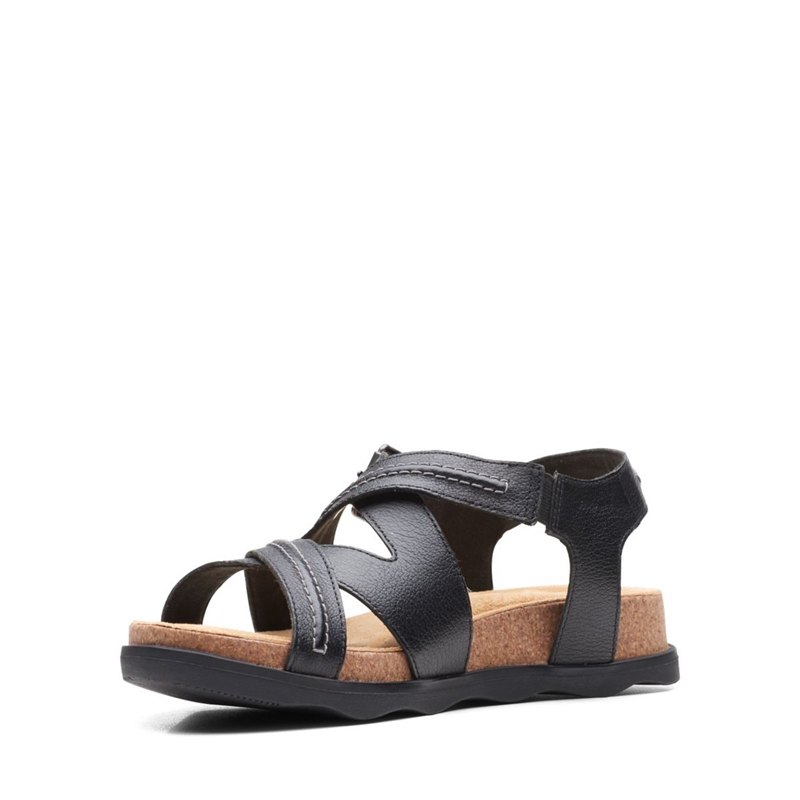 Black Women's Clarks Brynn Ave Leather Sandals | 7540318-CW