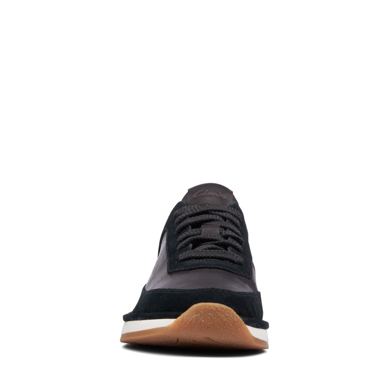 Black Women's Clarks Craft Run Lace Combi Sde Sneakers | 0416235-KB