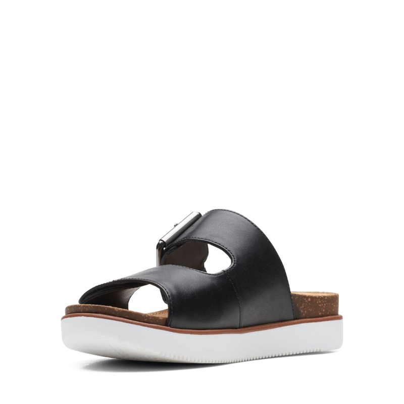 Black Women's Clarks Elayne Ease Leather Sandals | 1487269-AN