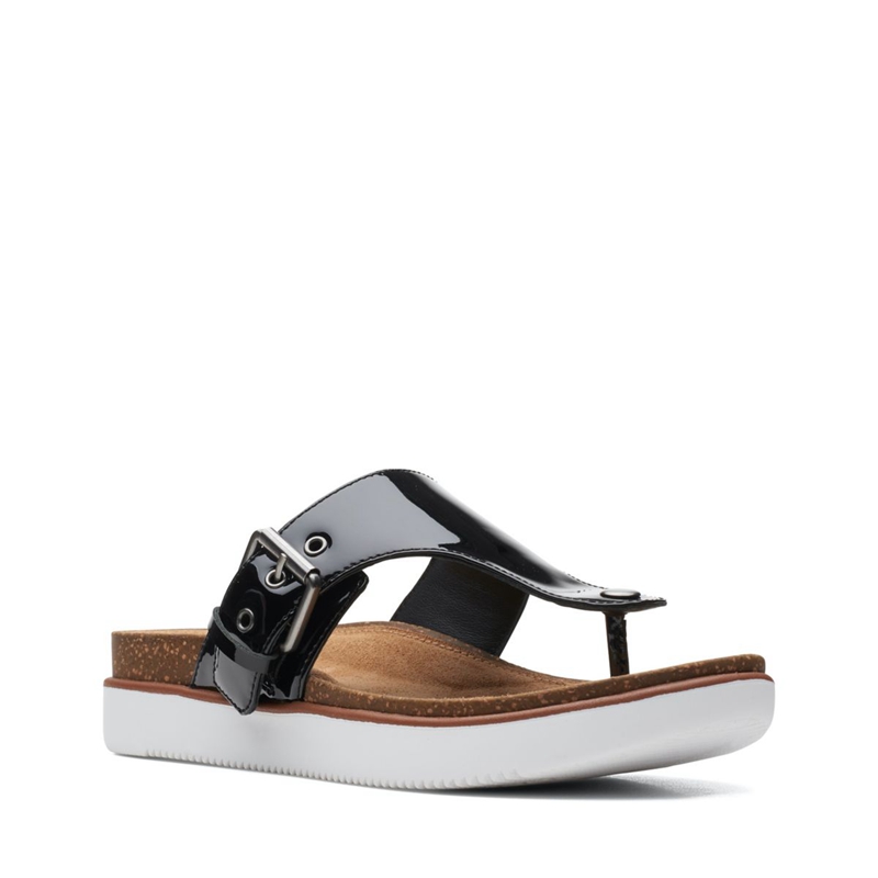 Black Women's Clarks Elayne Step Pat Lea Sandals | 3897401-CV